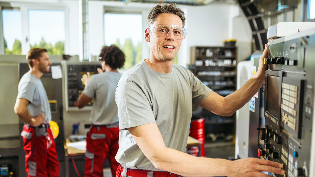 Arbeiter an CNC Maschine von 2KCNC-Service Neumünster